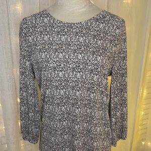 Adrianna Papell Black and White Speckled Blouse